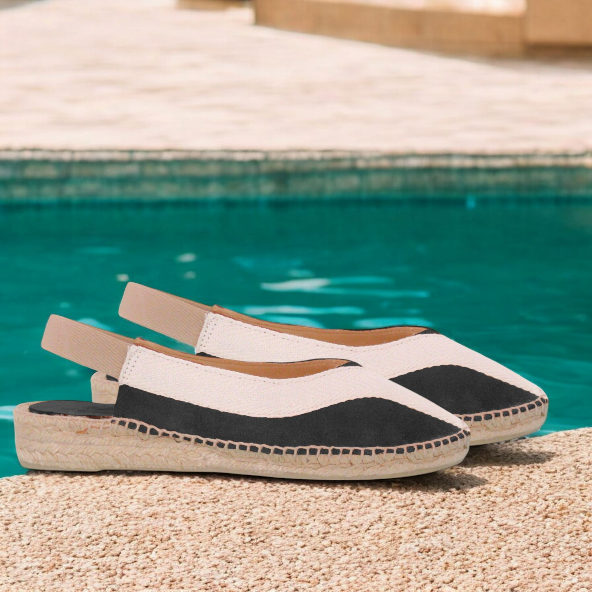 Low black suede wedge