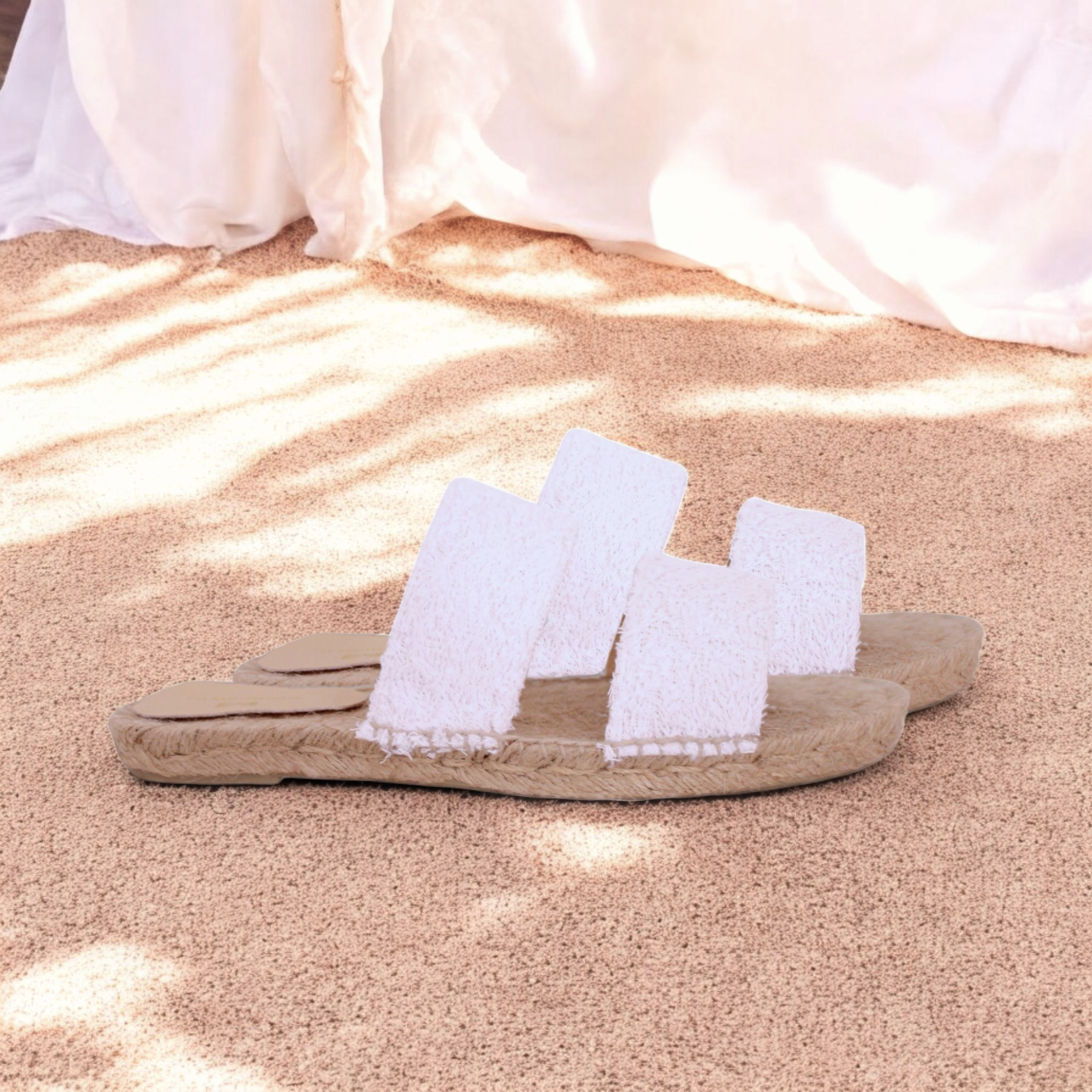 Sandalias tiras dobles de rizo de bambú