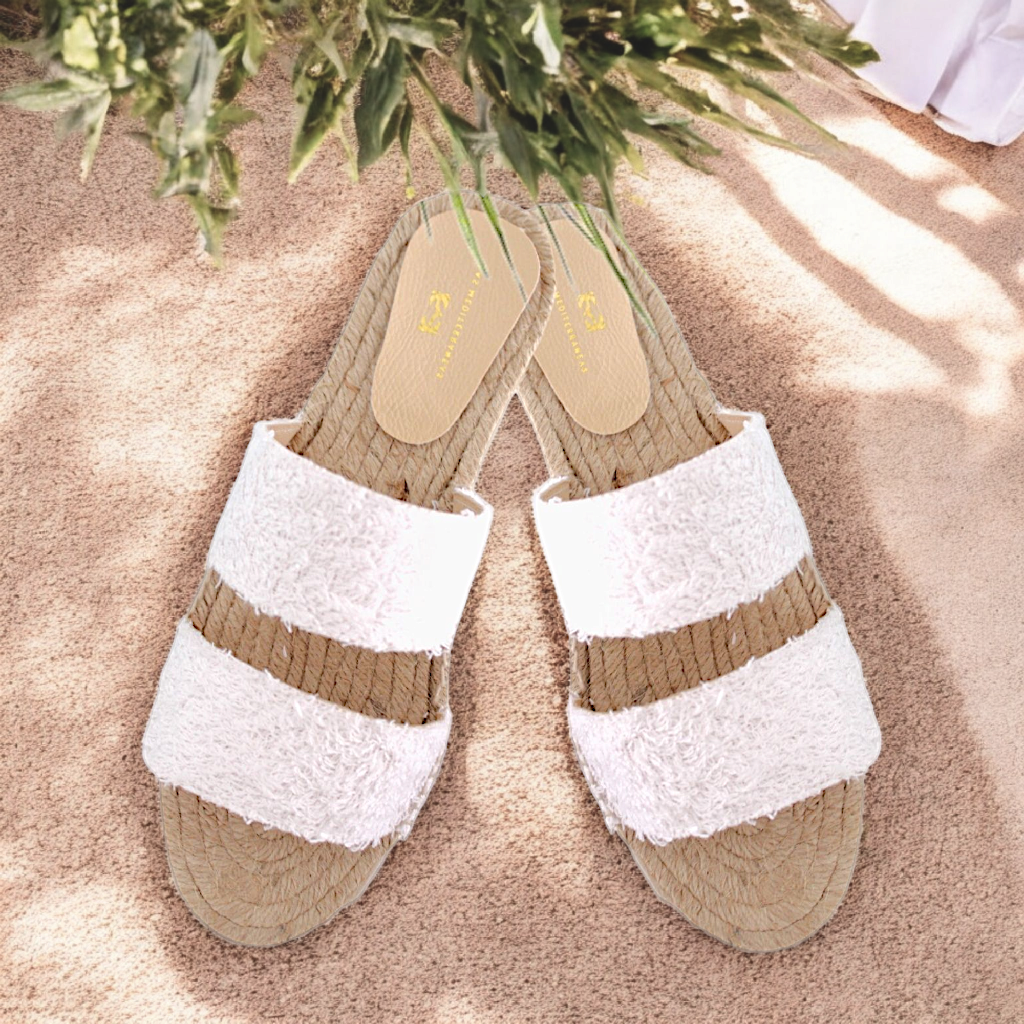 Sandalias tiras dobles de rizo de bambú