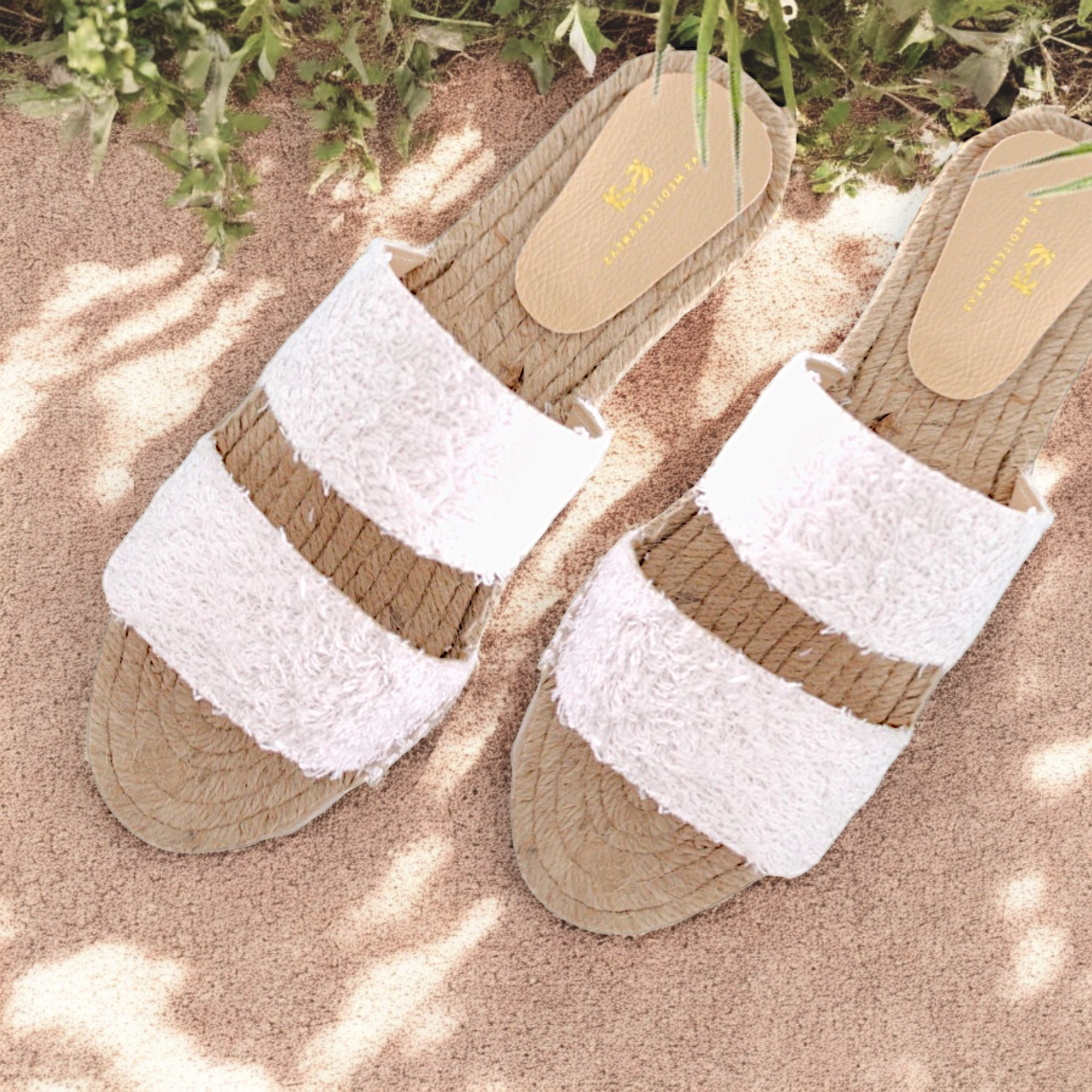 Sandalias tiras dobles de rizo de bambú