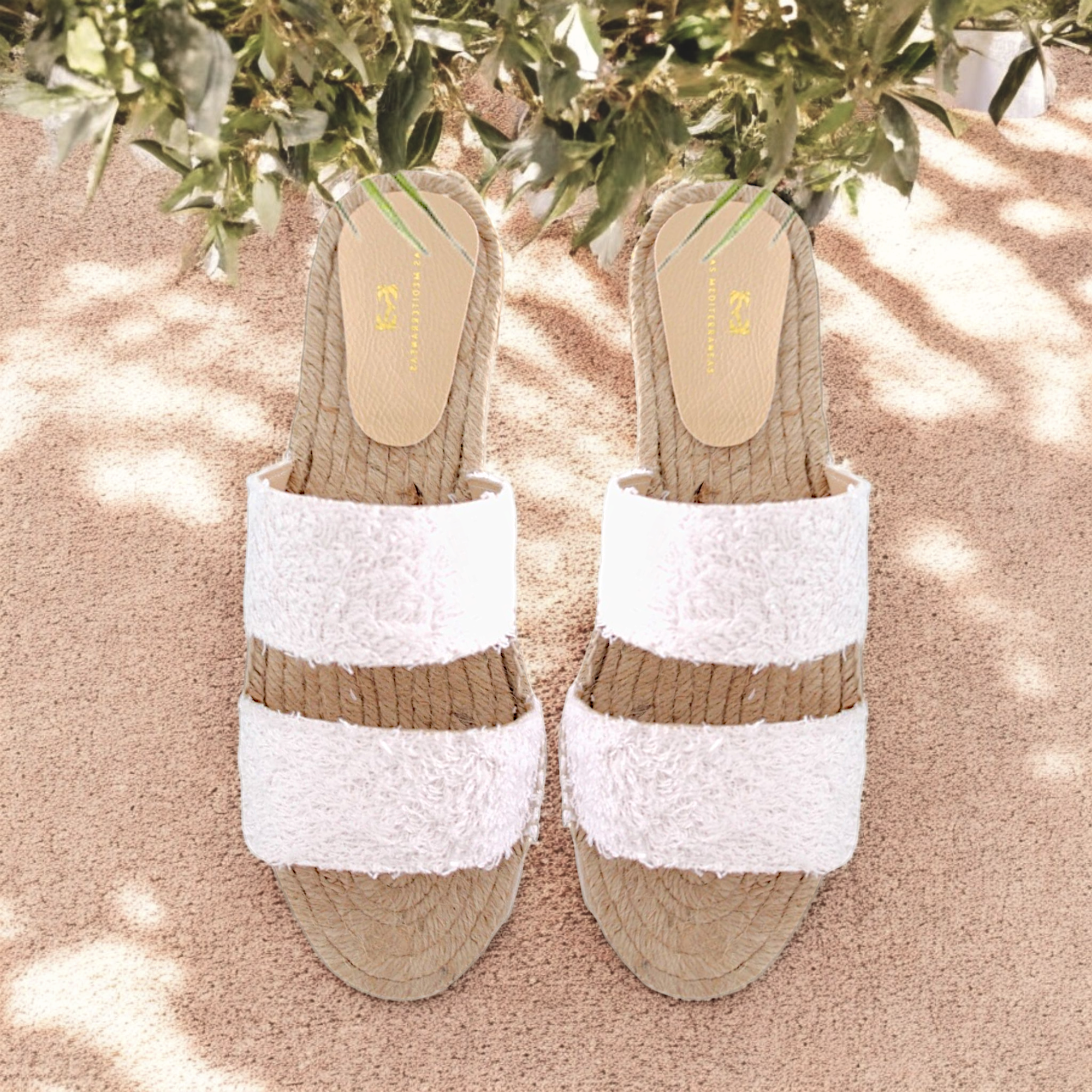 Sandalias tiras dobles de rizo de bambú