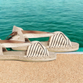 Butterfly espadrilles with lace ribbons.
