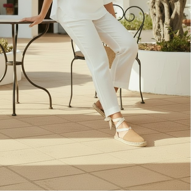 Flat Valencian espadrilles with ribbons