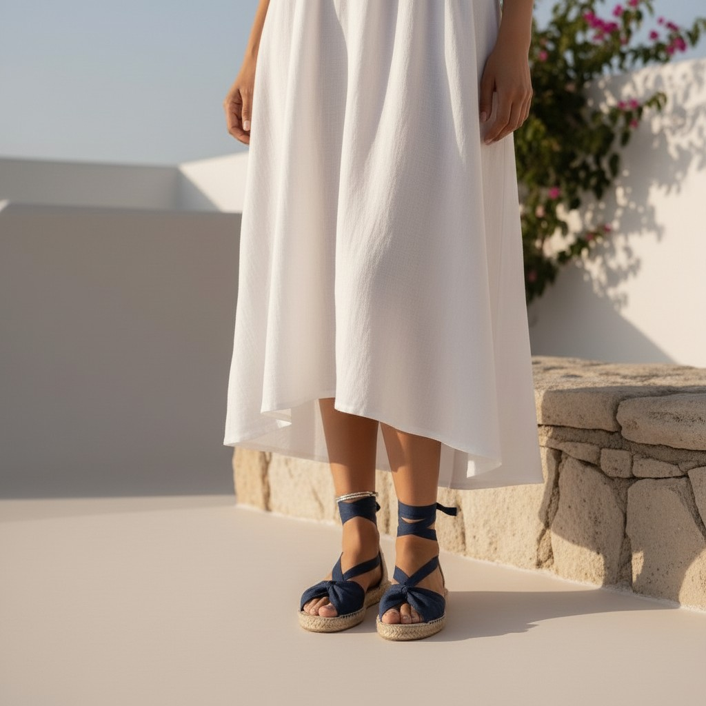 Alpargatas abiertas con cintas