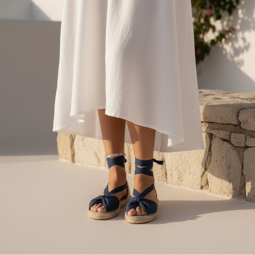 Ecru canvas butterfly flat espadrilles.