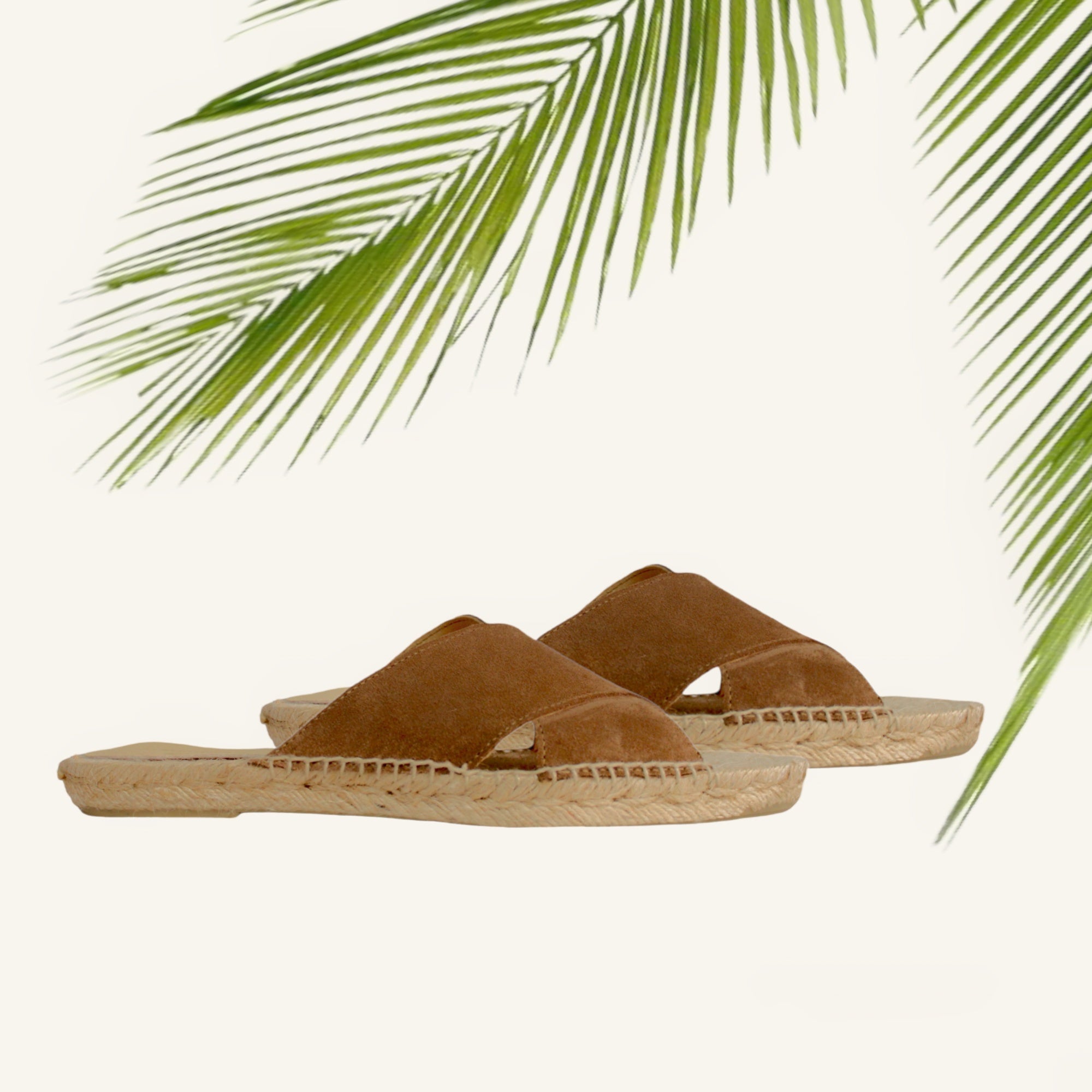 Sandalias cruzadas de serraje camel