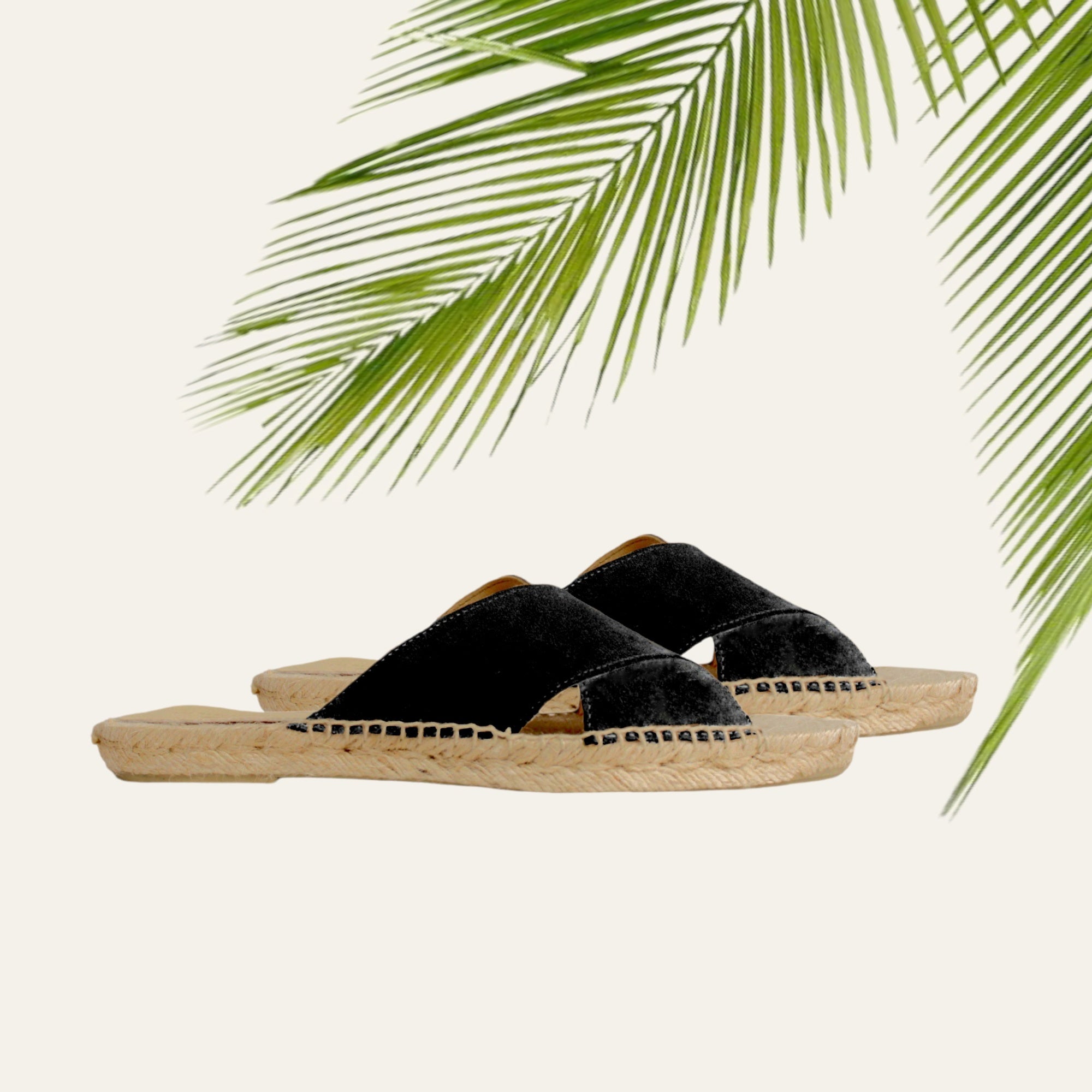 Sandalias cruzadas de serraje negro