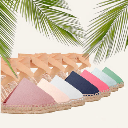 Flat Valencian espadrille with double ribbons