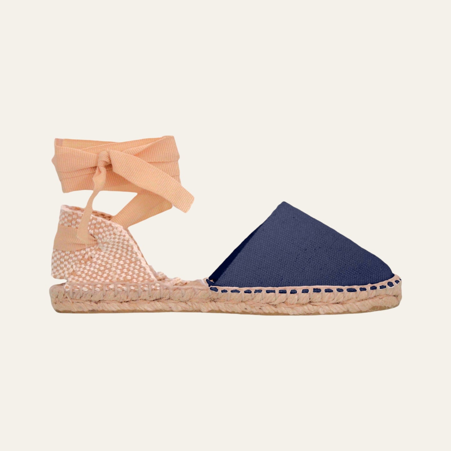 Flat Valencian espadrille with double ribbons
