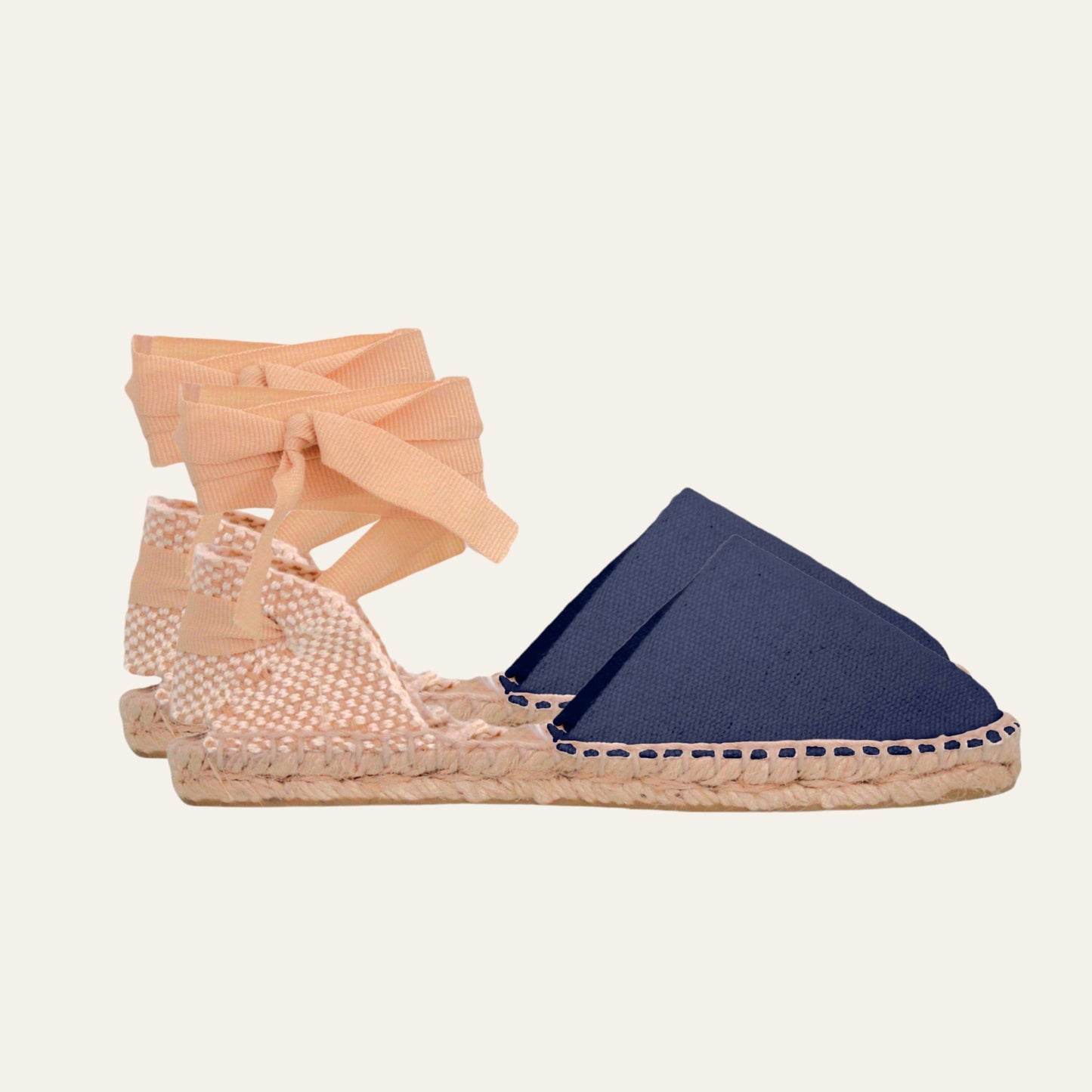 Flat Valencian espadrille with double ribbons