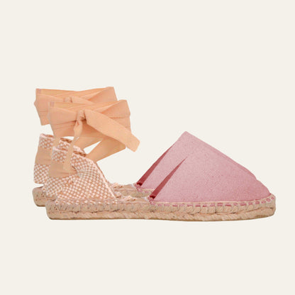 Flat Valencian espadrille with double ribbons