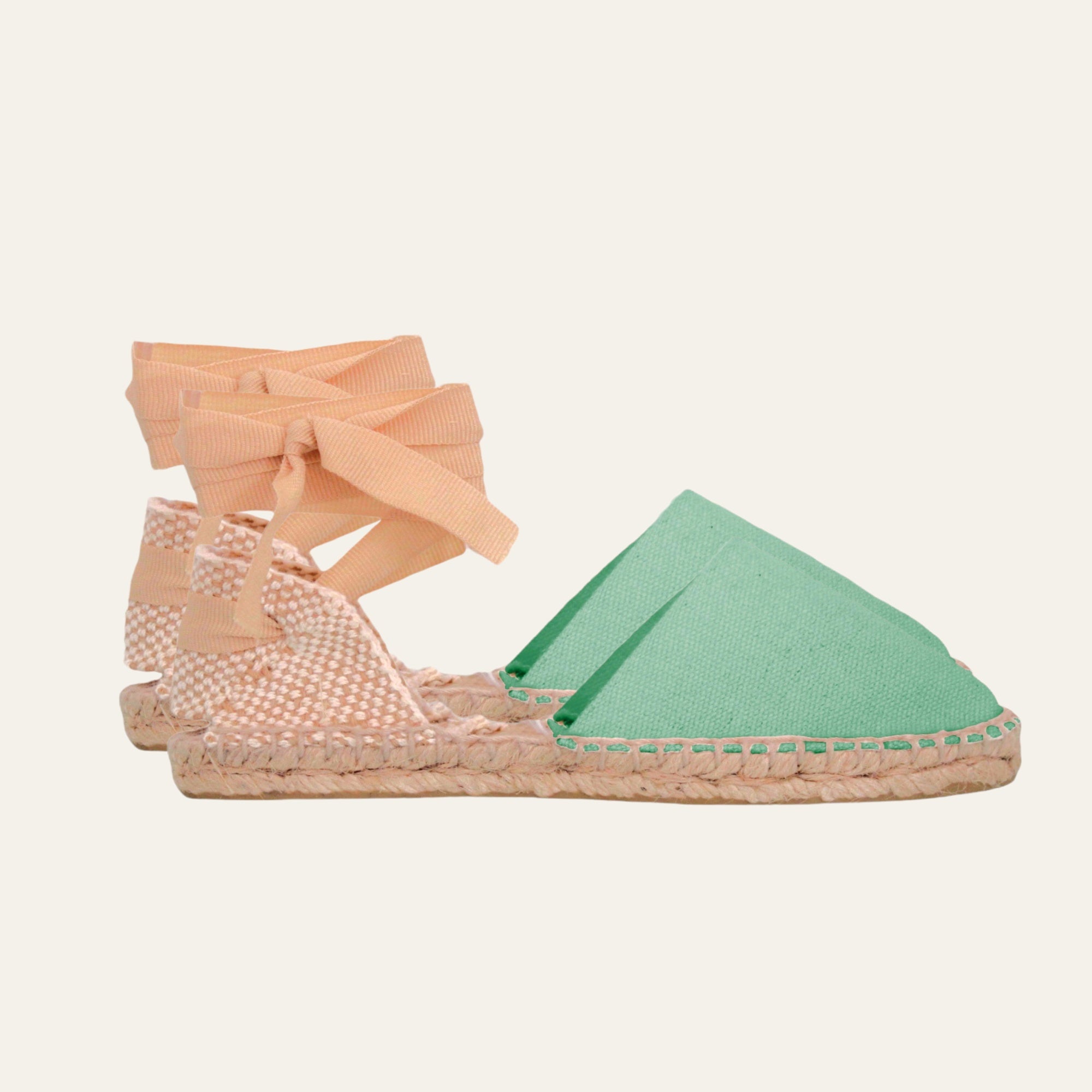 Alpargata valenciana plana con cintas dobles