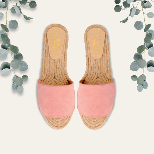 Sandales ouvertes en cuir rose poudré