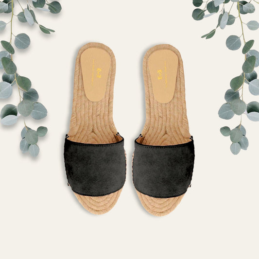Sandales ouvertes en cuir noir