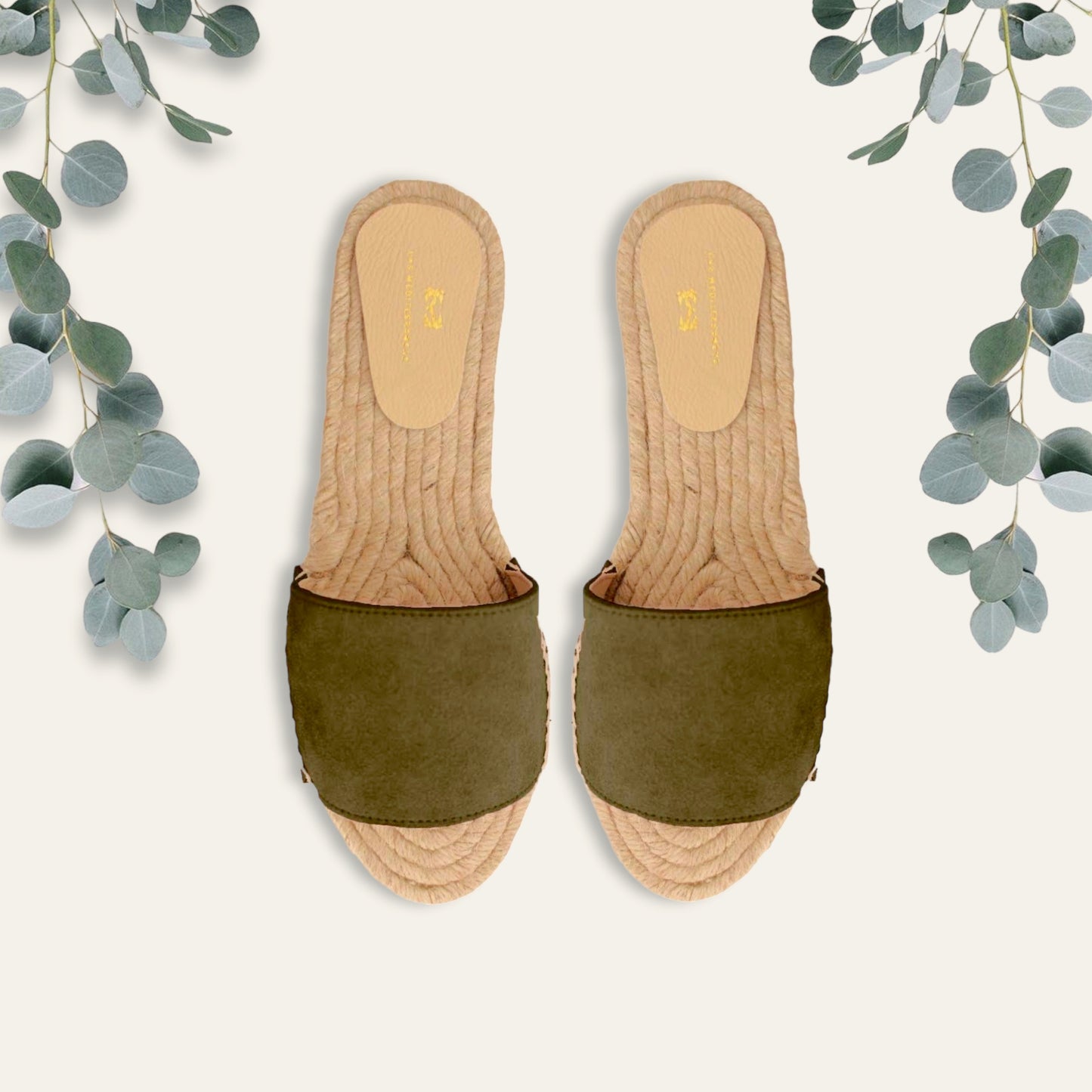 Sandalias abiertas de piel olive