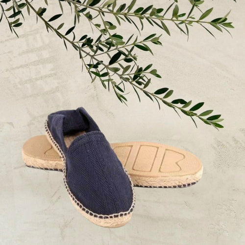 Herringbone canvas Formentera flat espadrilles